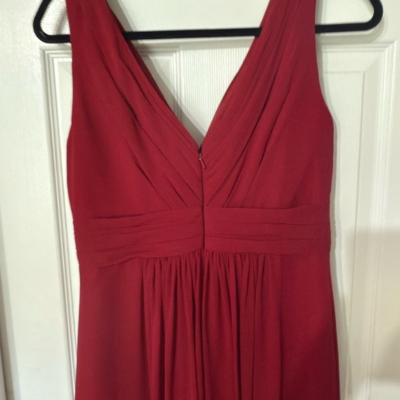 Bill Levkoff Red Chiffon Maxi Gown Bridesmaid Formal Evening Dress Size 10 - Picture 3 of 9
